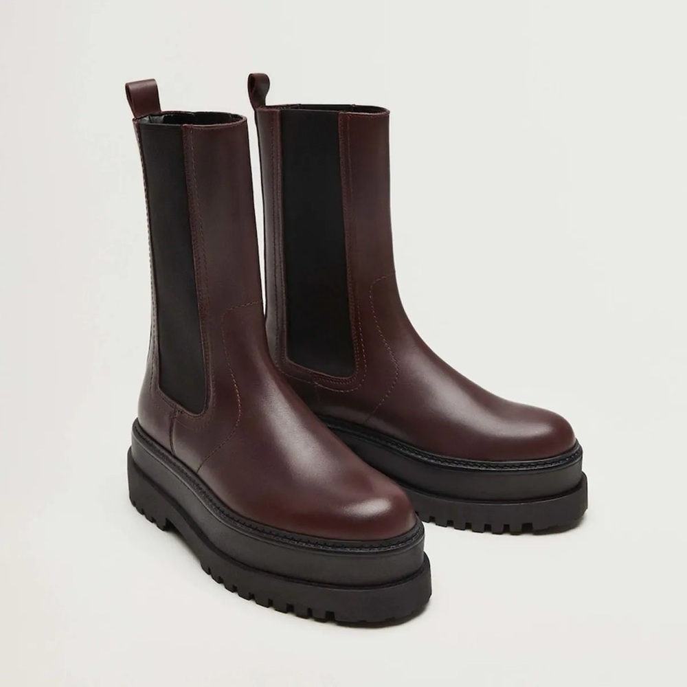 Mango platform chelsea boots genuine leather size 38 (7.5)